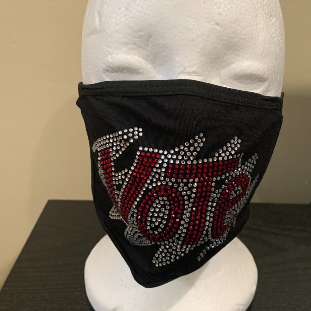 VOTE Bling Face Mask Red & White DST